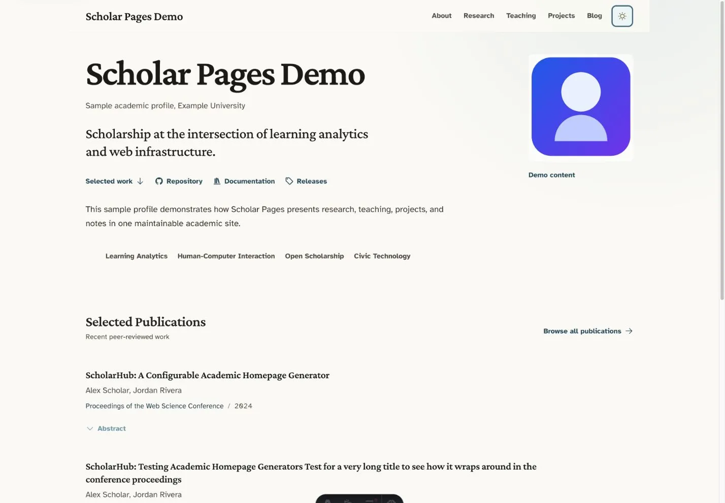 Demo screenshot representing the fictional Lantern Atlas project